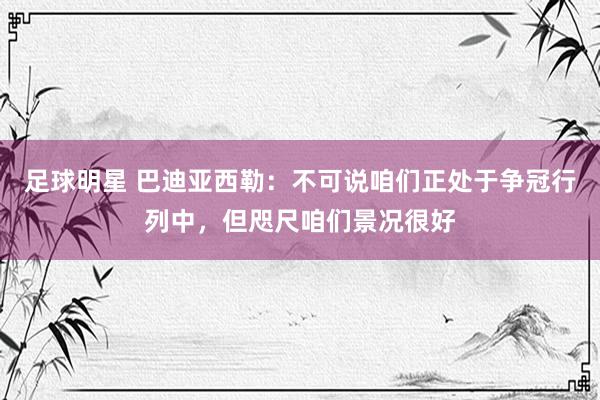 足球明星 巴迪亚西勒：不可说咱们正处于争冠行列中，但咫尺咱们景况很好