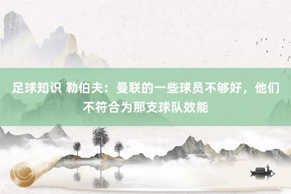 足球知识 勒伯夫：曼联的一些球员不够好，他们不符合为那支球队效能