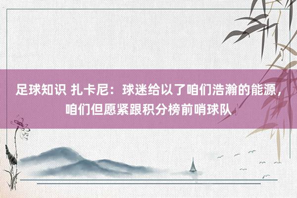 足球知识 扎卡尼：球迷给以了咱们浩瀚的能源，咱们但愿紧跟积分榜前哨球队