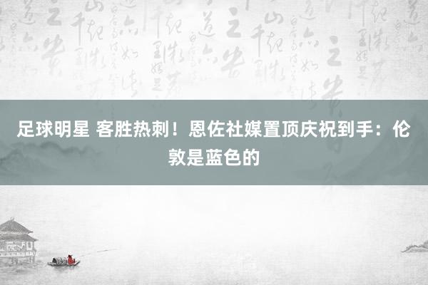 足球明星 客胜热刺！恩佐社媒置顶庆祝到手：伦敦是蓝色的