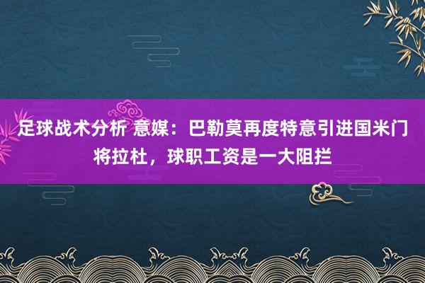 足球战术分析 意媒：巴勒莫再度特意引进国米门将拉杜，球职工资是一大阻拦