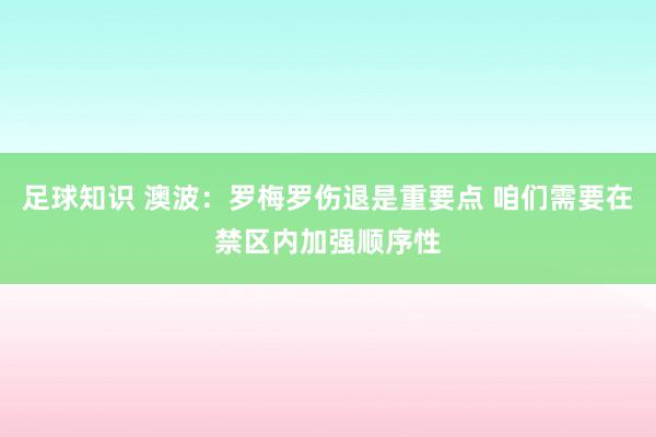 足球知识 澳波：罗梅罗伤退是重要点 咱们需要在禁区内加强顺序性